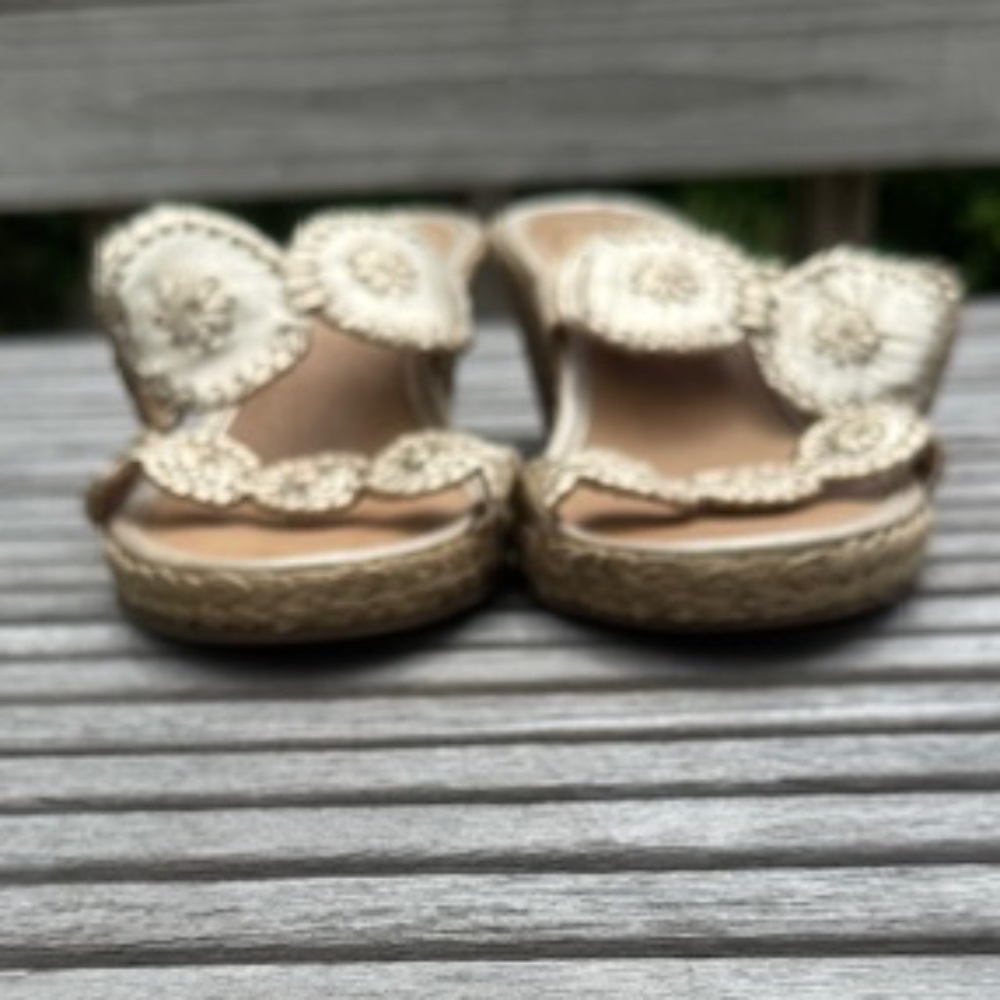Jack Rogers Gold Braided Wedge Sandals - Picture 3 of 8